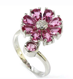 Silver, pink tourmaline size 8