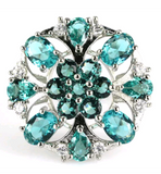 Silver, aquamarine size 8.5