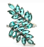 Silver, aquamarine 8.5