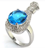 Silver, swiss blue topaz size 8