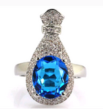 Silver, swiss blue topaz size 8