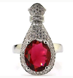 Silver, Rhodolite garnet size 8