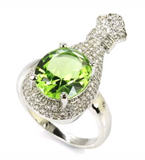 Silver, green tsavorite garnet 7.5