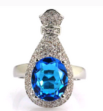 Silver, swiss blue topaz size 8