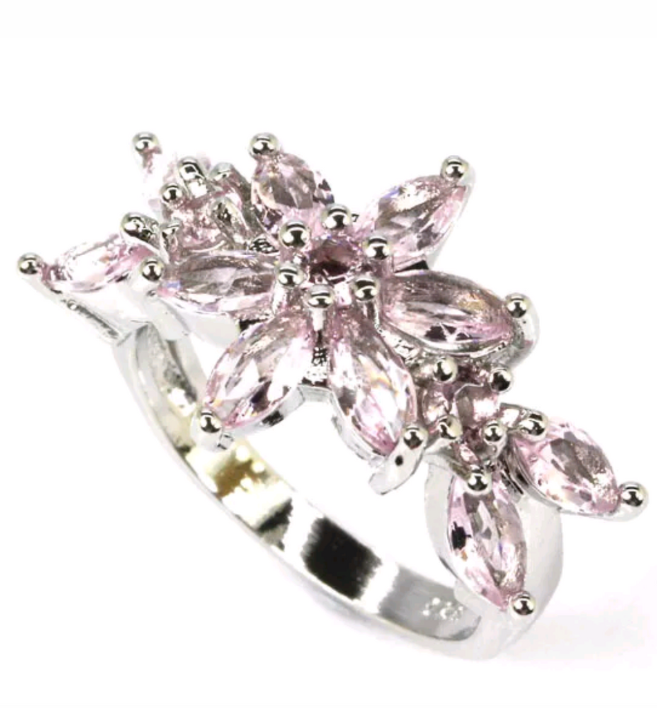 Silver, pink kunzite size 6.5