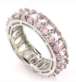 Silver, pink topaz size 8