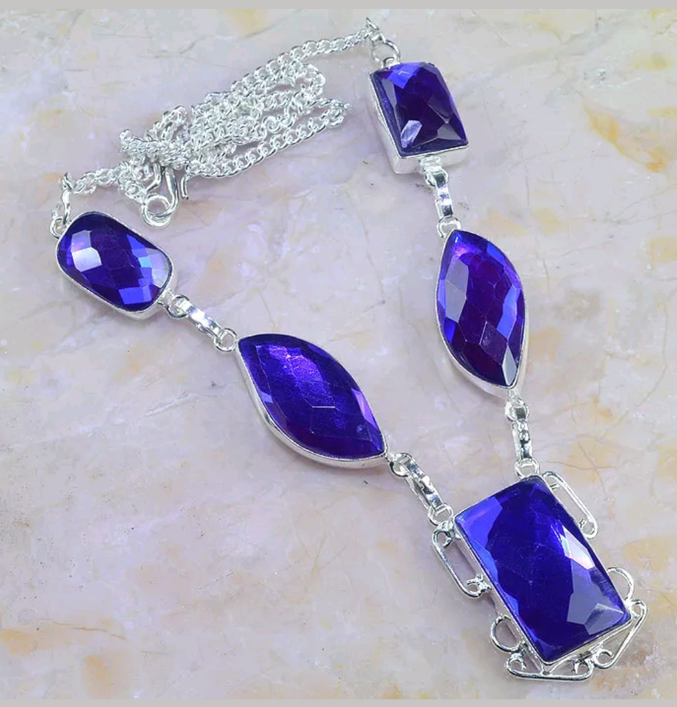 Silver, rainbow topaz necklace