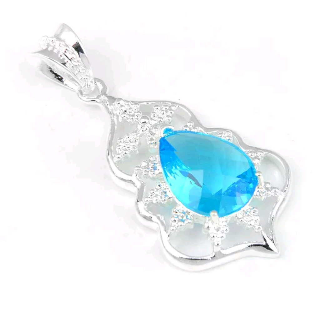 Silver, blue topaz pendant
