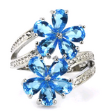 Silver, swiss blue topaz size 9