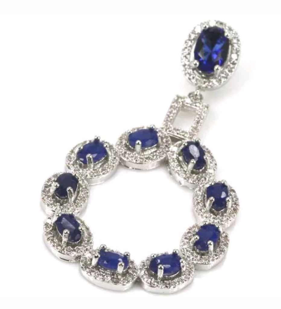 Silver, tanzanite cz pendant