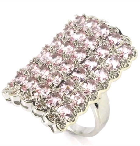 Silver, pink kunzite size 7.5