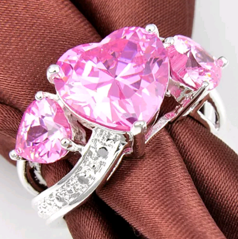 Silver, pink kunzite size 8