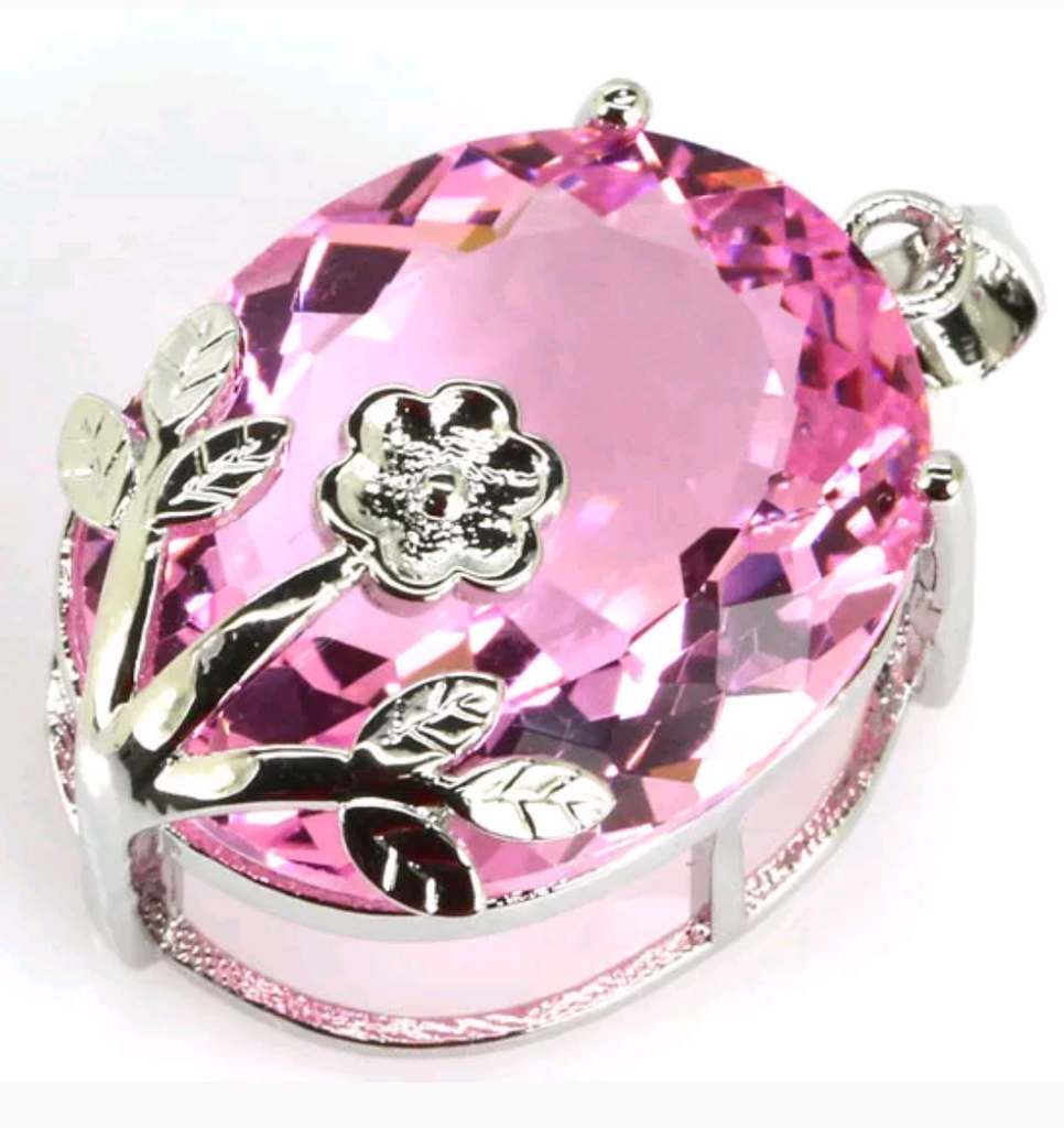 Silver, pink kunzite pendant