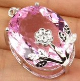 Silver, pink kunzite pendant