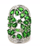 Silver, green emerald quartz size 7.5