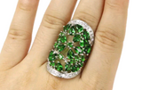 Silver, green emerald quartz size 7.5