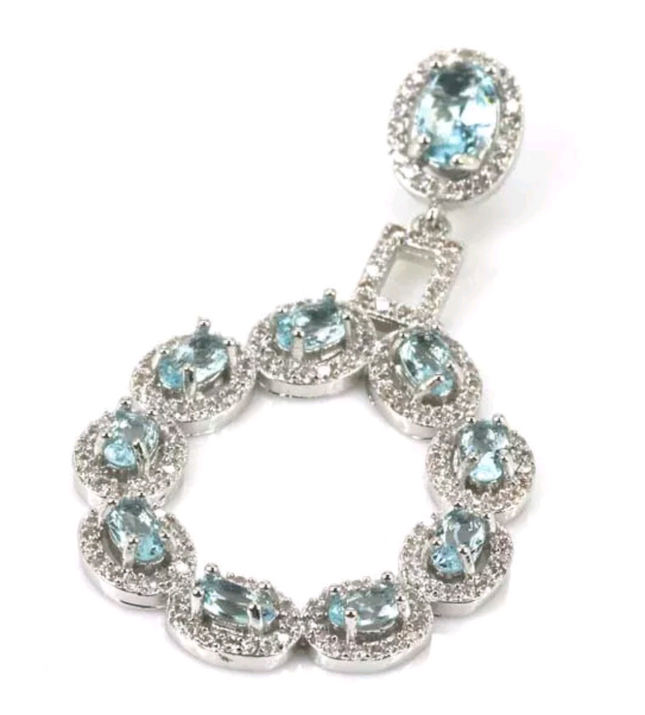 Silver, sky blue topaz