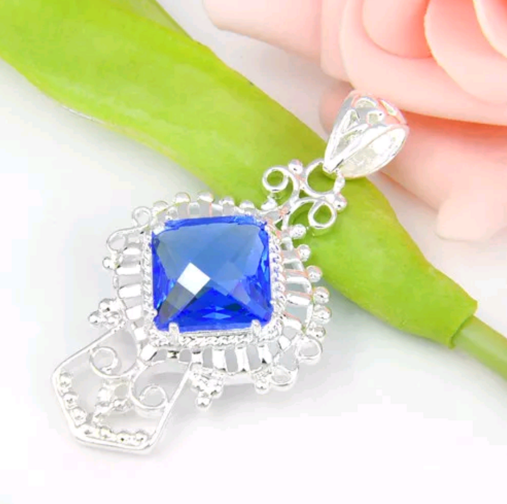 Silver, blue topaz pendant