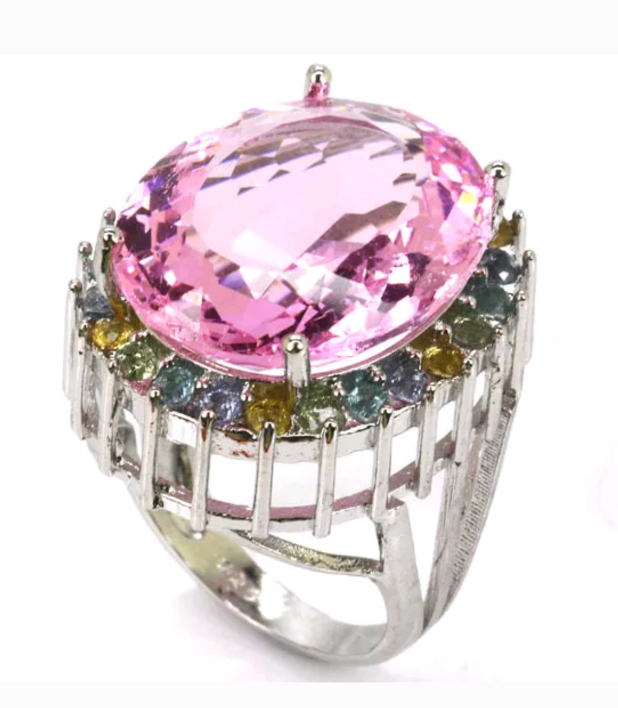 Silver, pink kunzite size 8.5