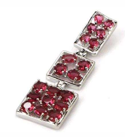 Silver, raspberry rhodolite pendant