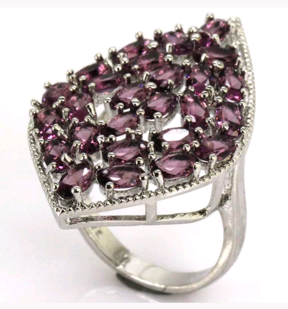 Silver, purple sapphire quartz size 8.5