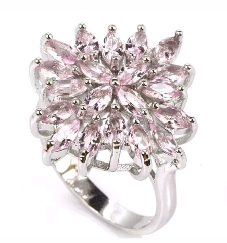 Silver, pink kunzite size 7.25