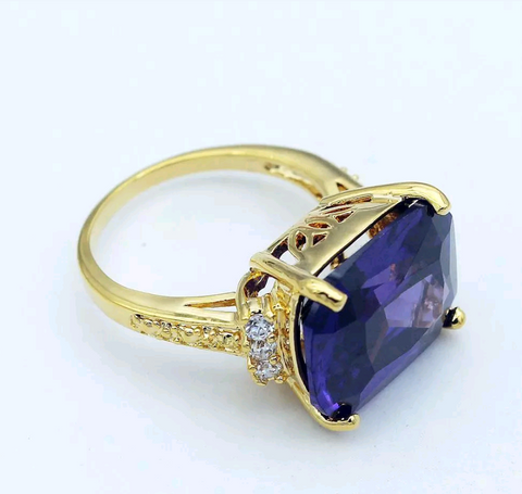 18k gold plated, amethyst size 7.5