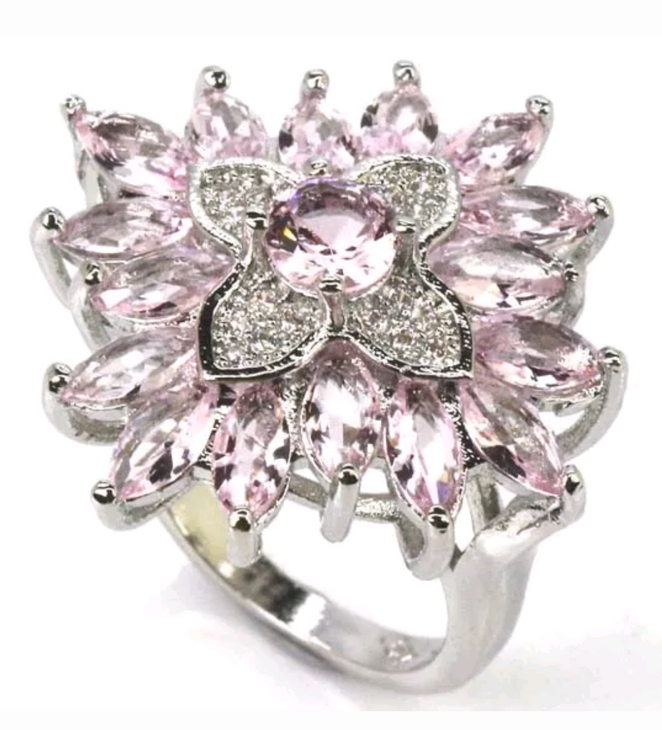 Silver, pink kunzite size 5.5