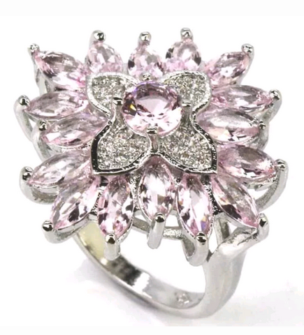 Silver, pink kunzite size 5.5