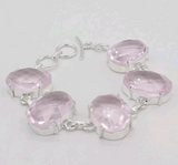 Silver, pink kunzite bracelet 7.75"