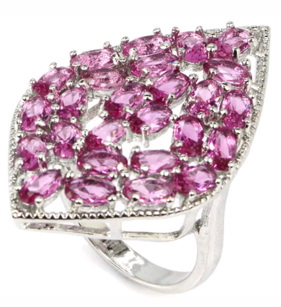 Silver, pink tourmaline size 9.5