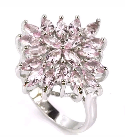 Silver, pink kunzite size 8.5