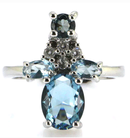 Silver, london blue topaz 6.5