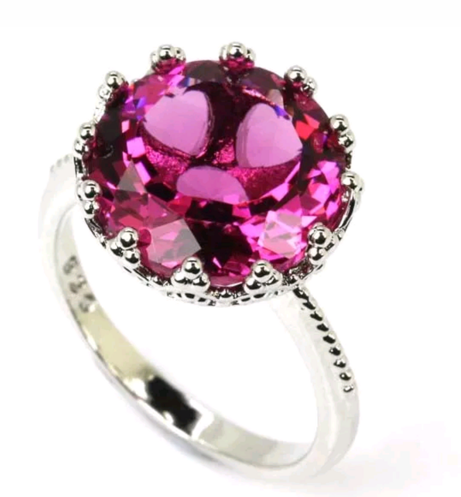 Silver, pink tourmaline size 8