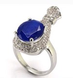 Silver, real sapphire size 7