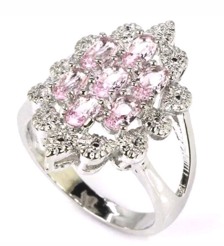 Silver, pink kunzite size 7