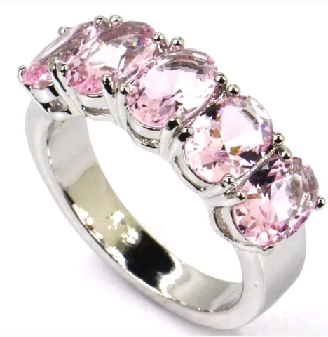 Silver, pink kunzite size 8
