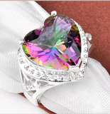 Silver, rainbow topaz size 8