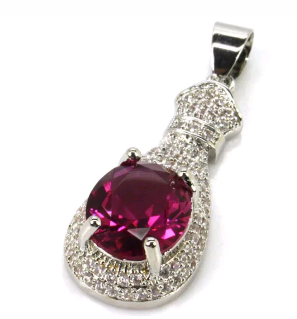 Silver, pink tourmaline pendant