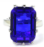 Silver, blue sapphire quartz size 7.5