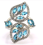 Silver, blue topaz size 8