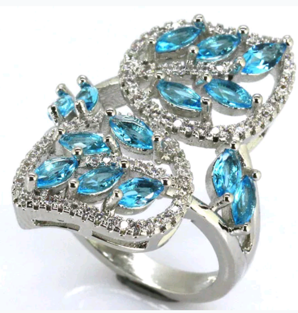 Silver, blue topaz size 8