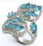 Silver, blue topaz size 8