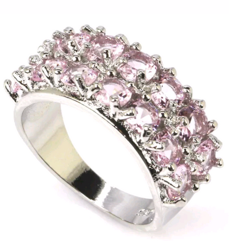 Silver, pink kunzite size 7