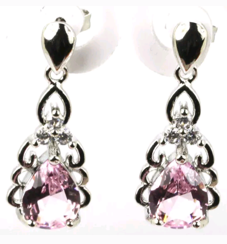 Silver, pink kunzite earrings