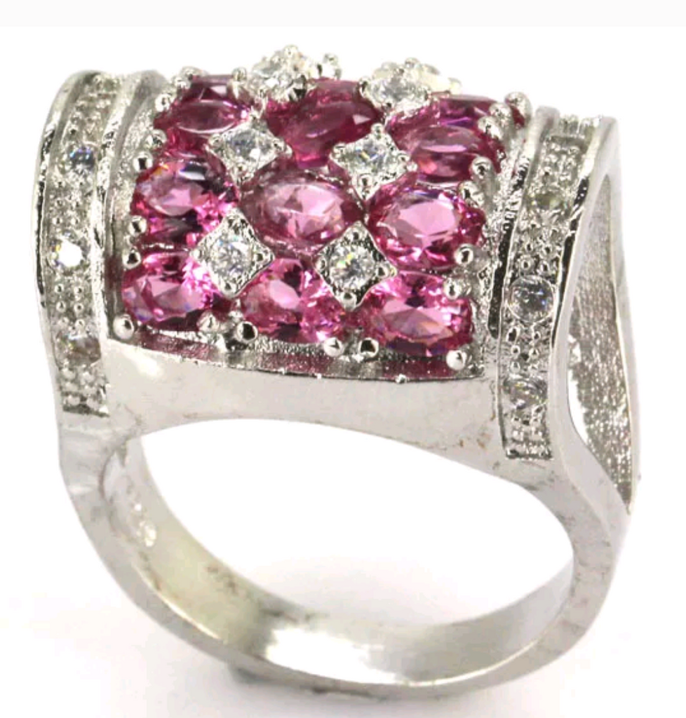 Silver, pink tourmaline size 7.5