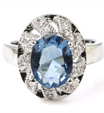 Silver, London blue topaz size 8