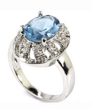 Silver, London blue topaz size 8