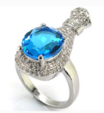 Silver, swiss blue topaz size 7.5