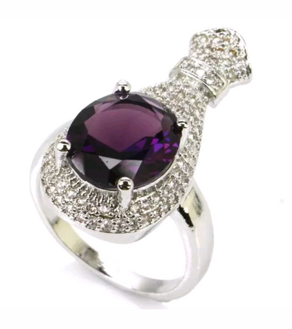 Silver, purple sapphire size 7.5
